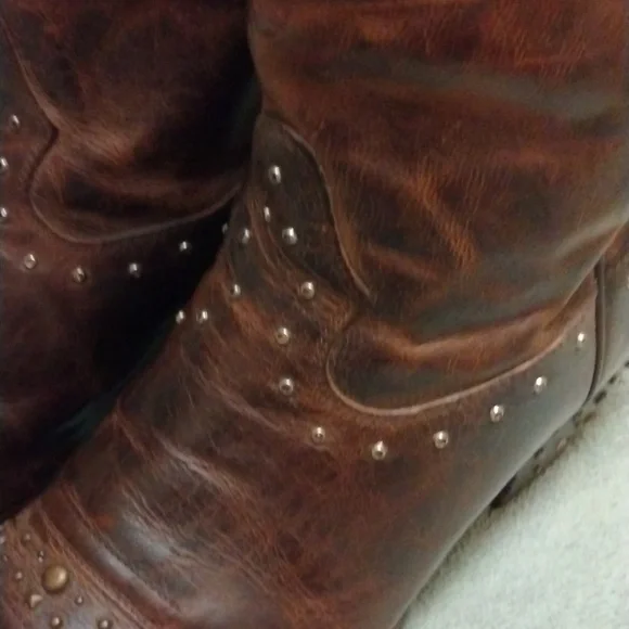 Ariat Brown Leather Rhinestone Boots size 9.5 - Picture 13 of 15